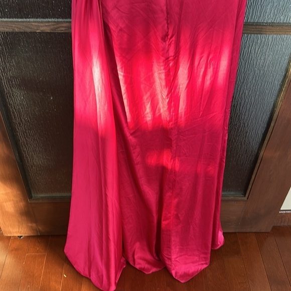 Mac Duggal Strapless Ruched Embellished Gem Gown Hot Pink Dress Size 10 - Picture 13 of 13